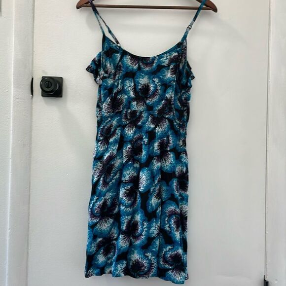 Elle Womens Black Blue Strappy Sun Dress Sz XS - Picture 3 of 6